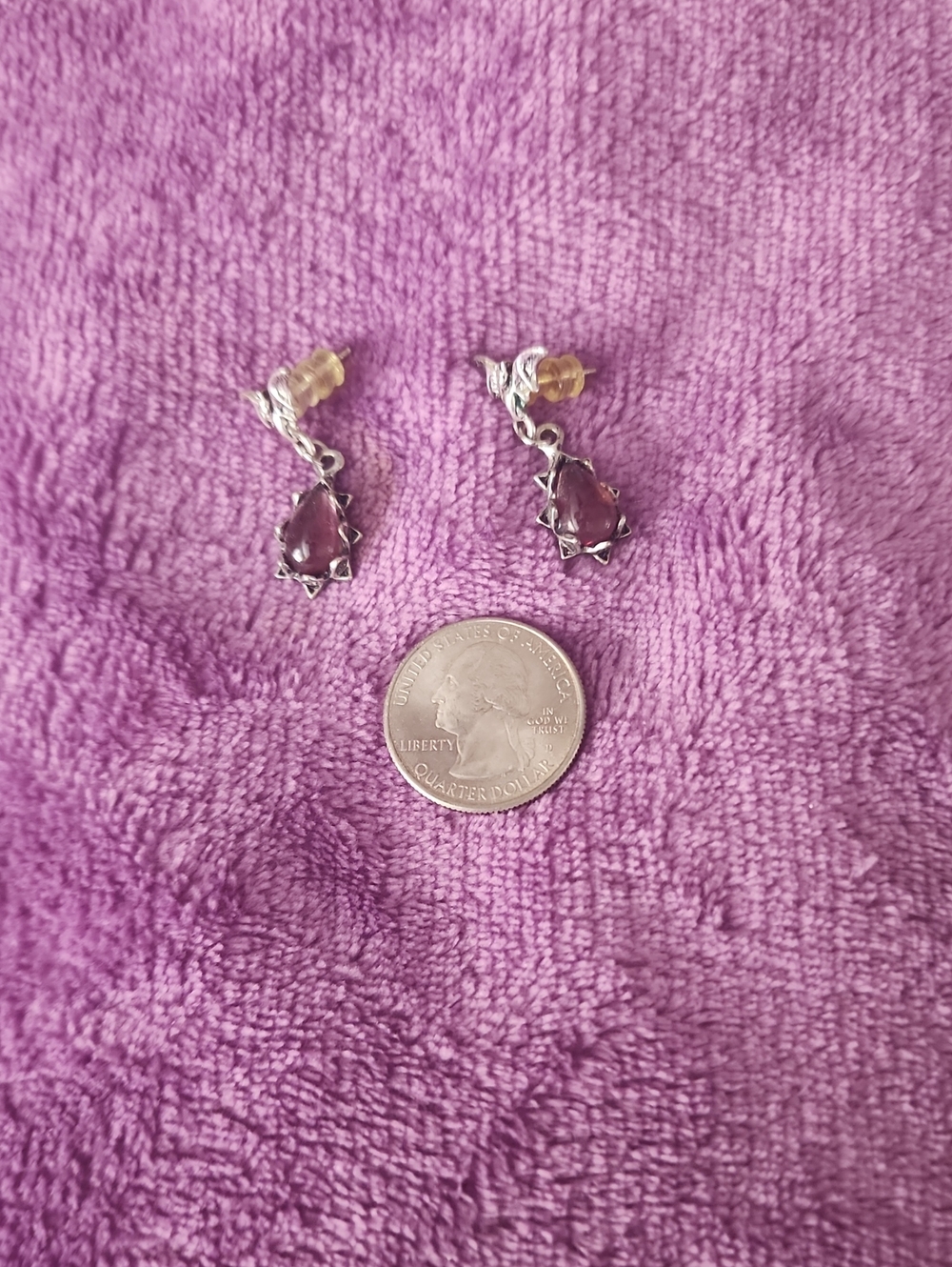Sterling Silver Purple Teardrop Drop Earrings